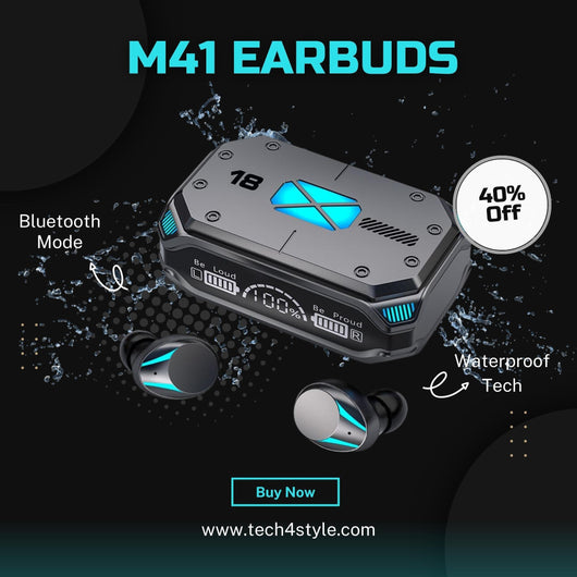 M41 Bluetooth Waterproof Earbuds - Tech 4 Style